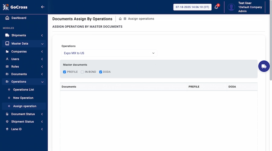 Panel de gestión de embarques